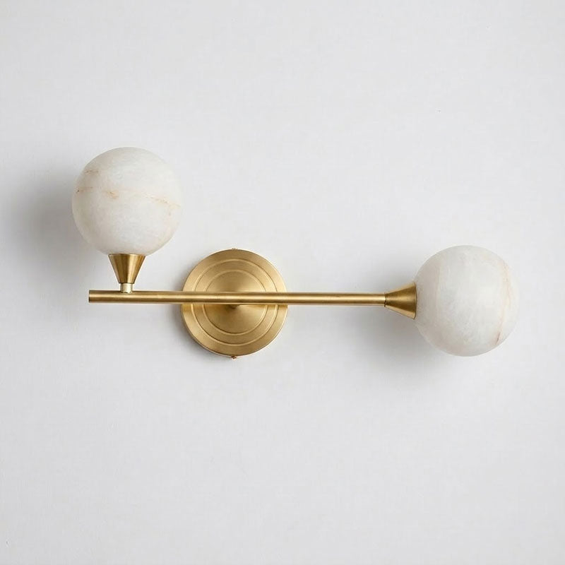 Looped Arm Alabaster Twin Globe Sconce