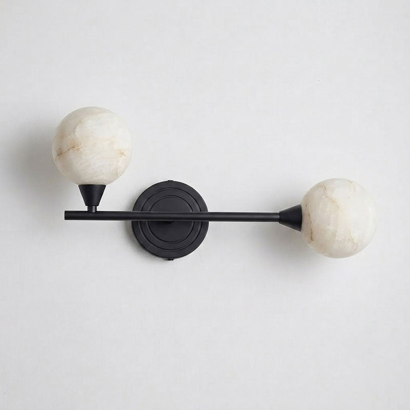 Looped Arm Alabaster Twin Globe Sconce