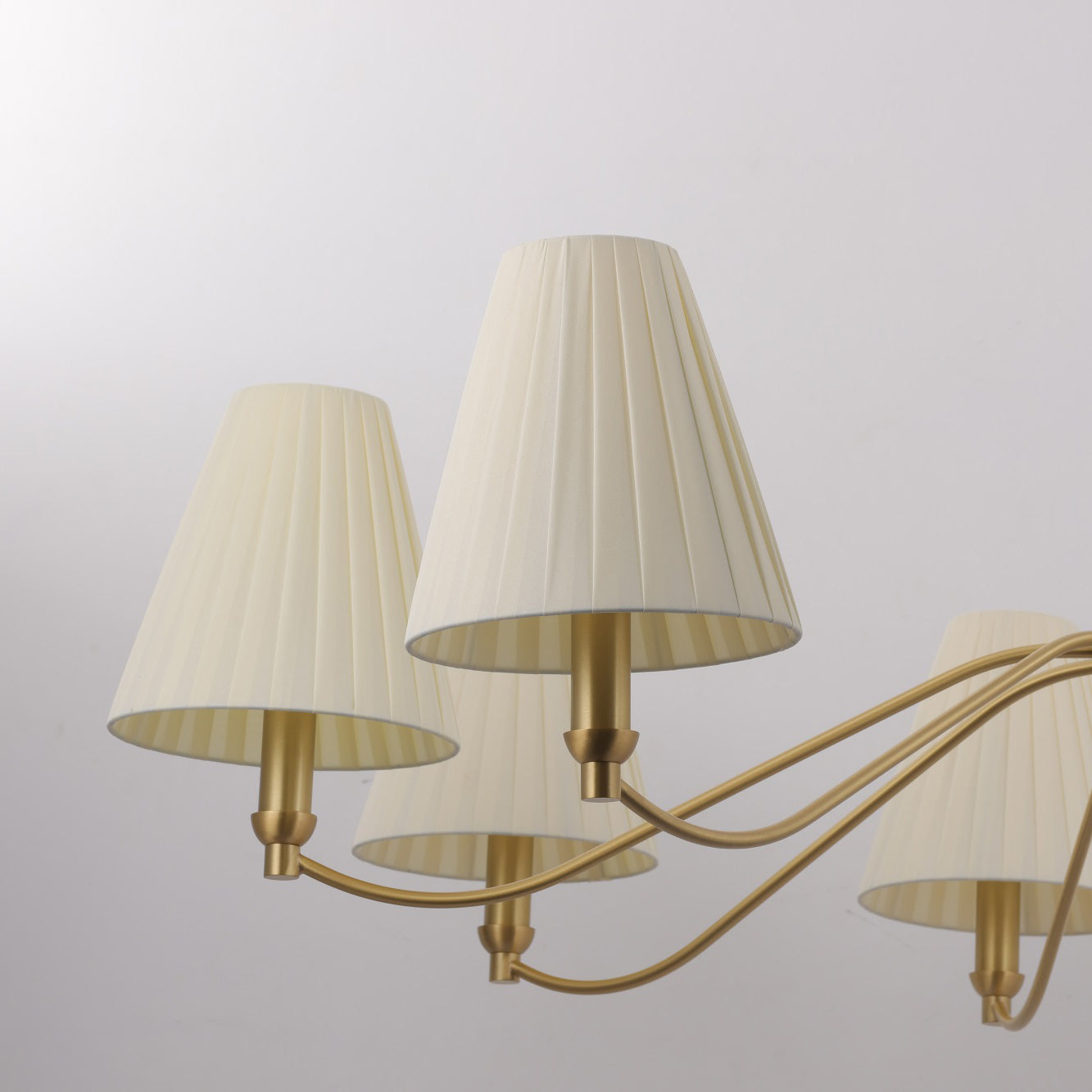 Curved Arm Brass Pleated Chandelier