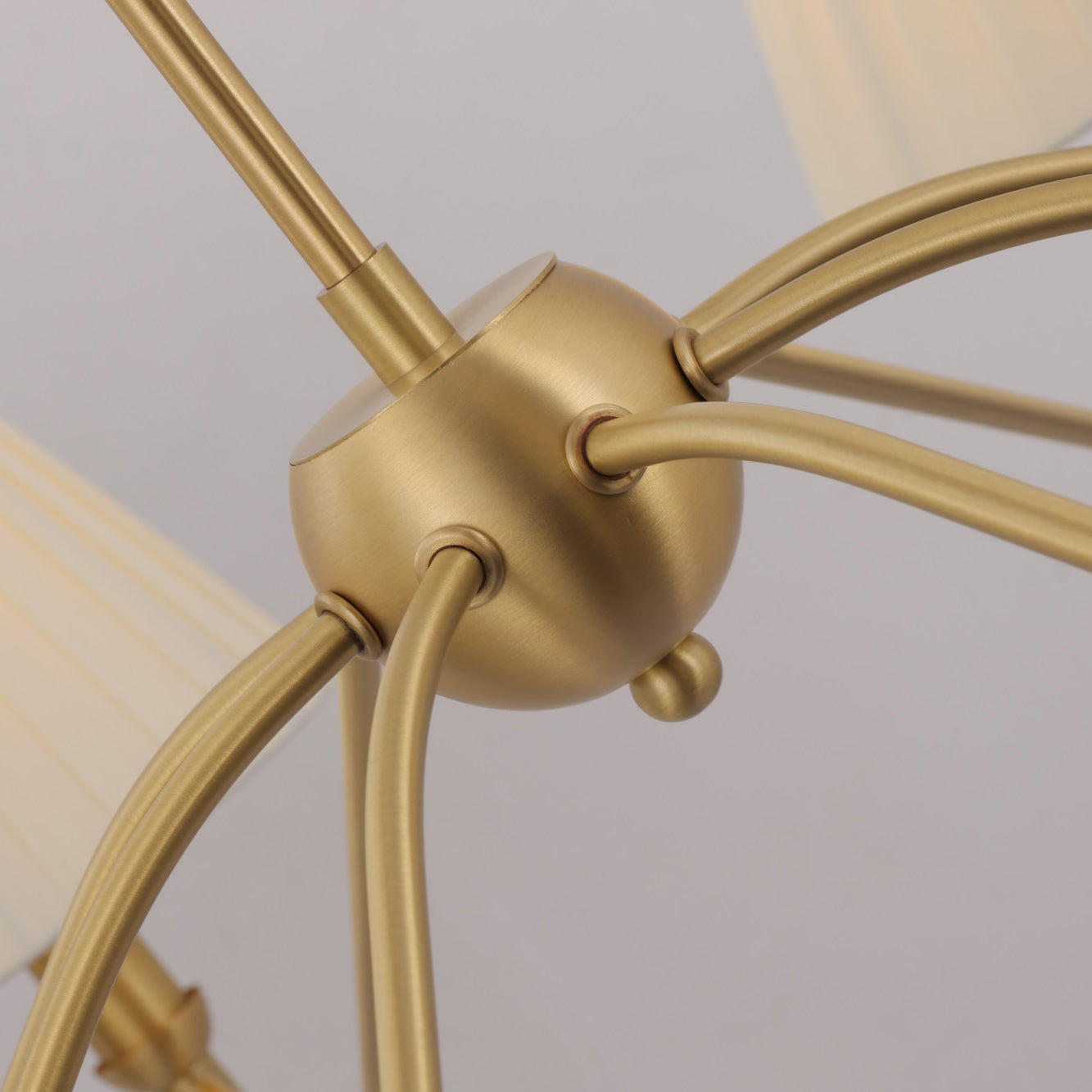 Curved Arm Brass Pleated Chandelier