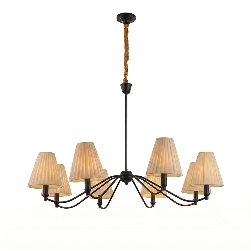 Curved Arm Brass Pleated Chandelier