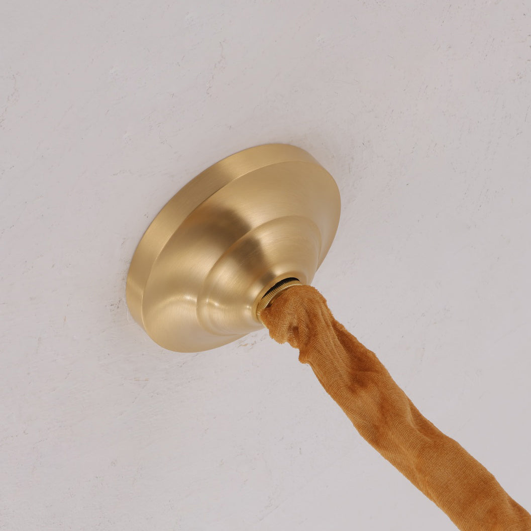 Curved Arm Brass Pleated Chandelier