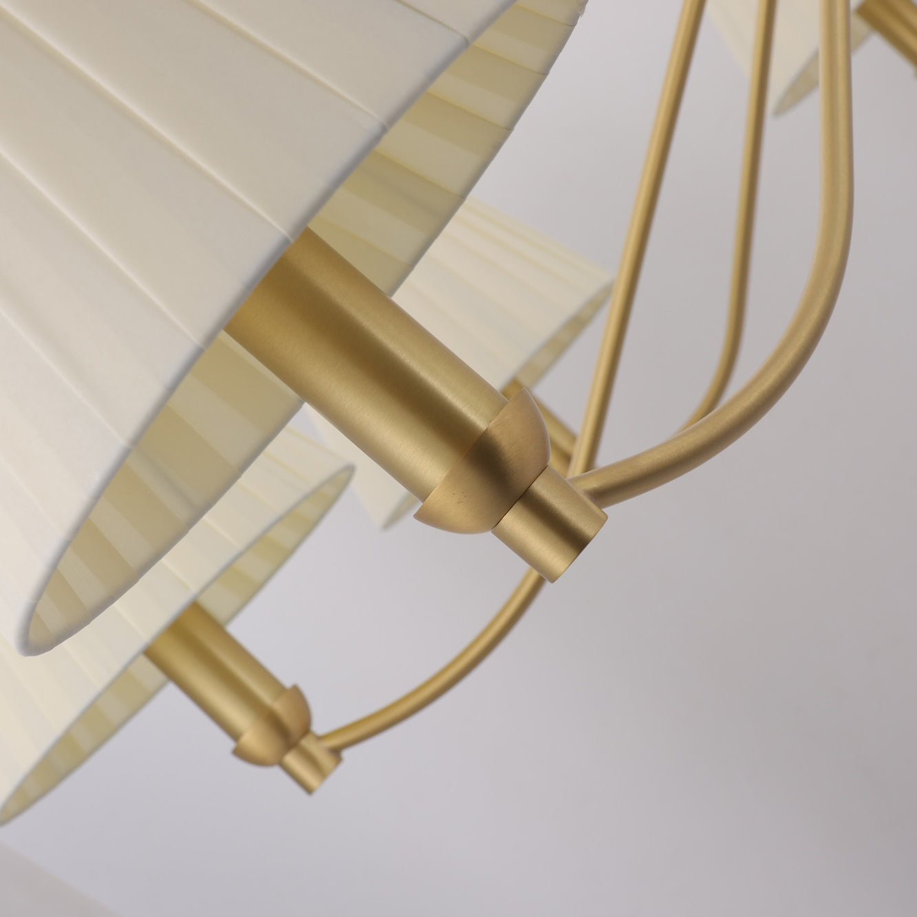 Curved Arm Brass Pleated Chandelier