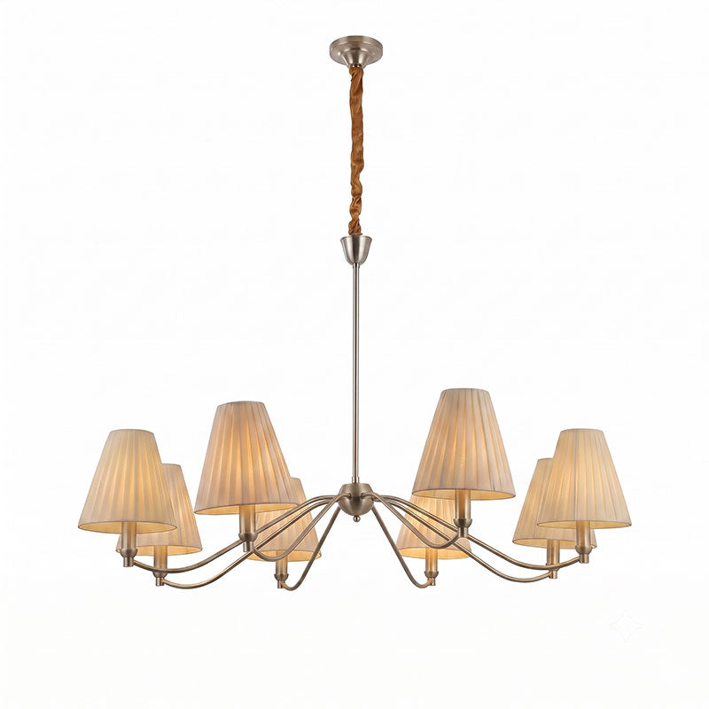 Curved Arm Brass Pleated Chandelier