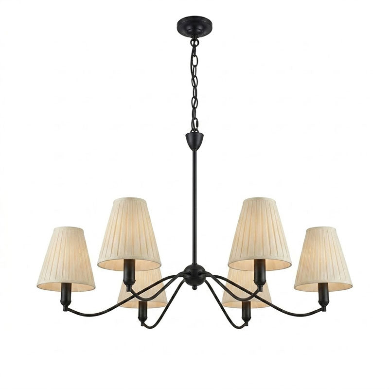Curved Arm Brass Pleated Chandelier