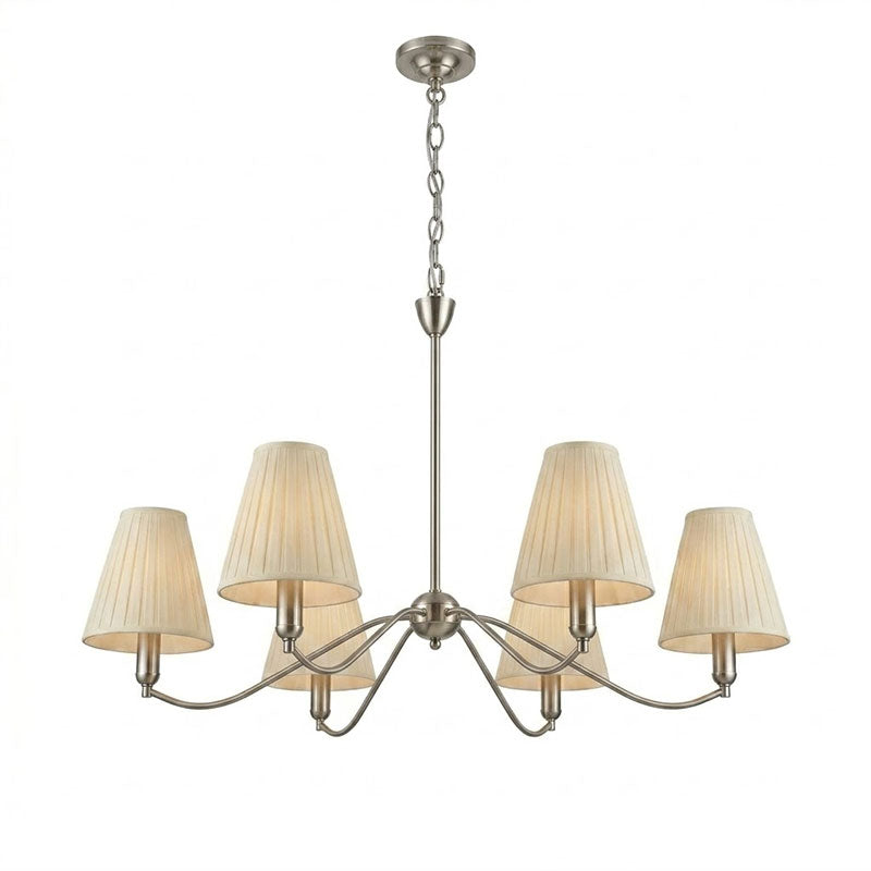 Curved Arm Brass Pleated Chandelier