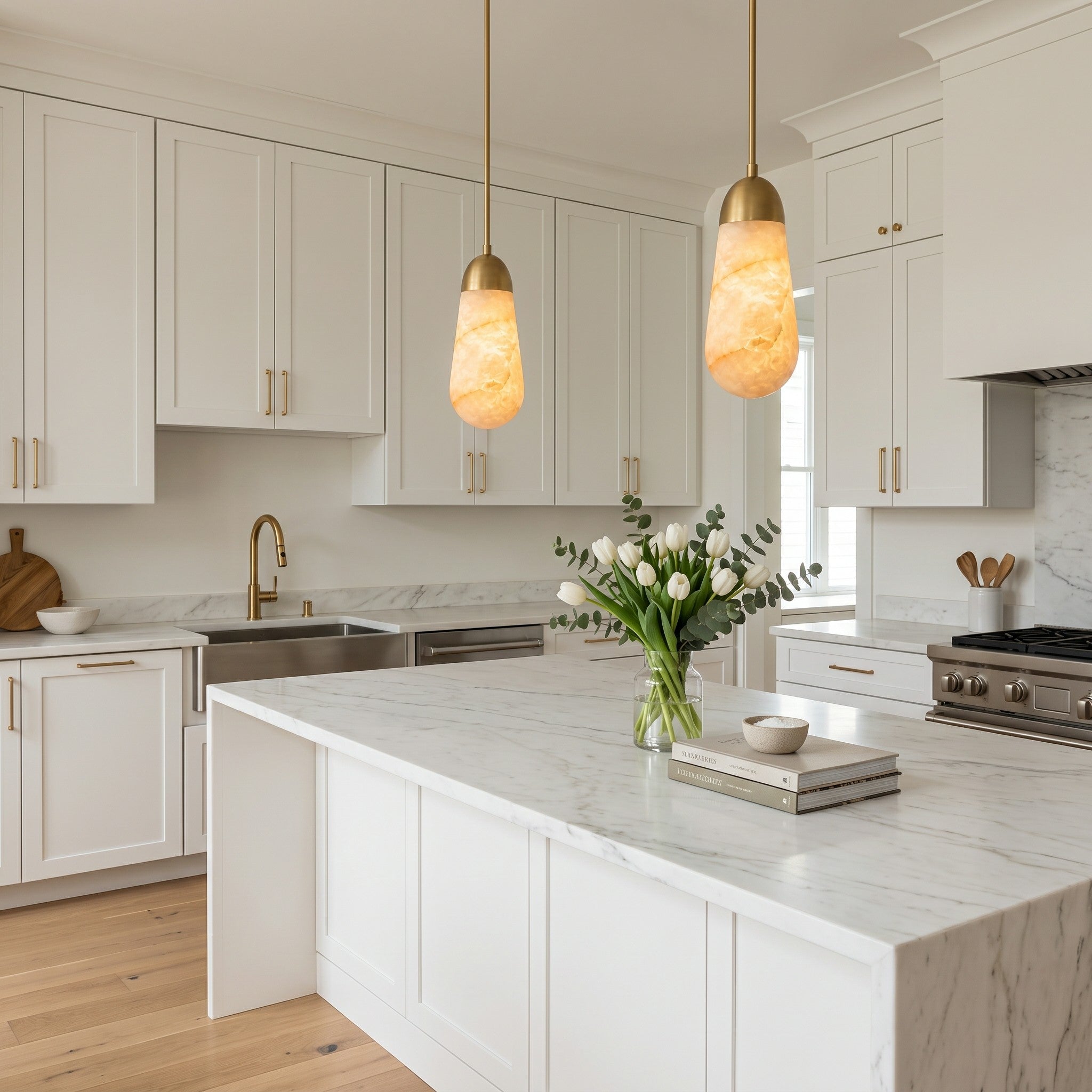 Slim Drop Alabaster Pendant Lamp