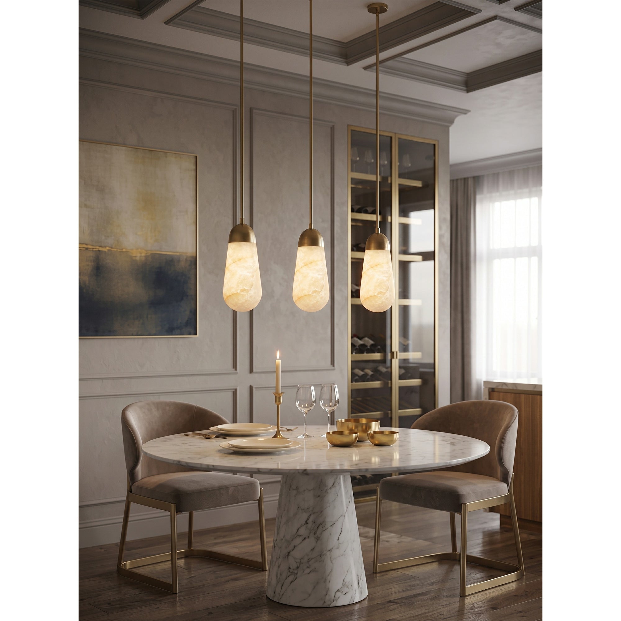Slim Drop Alabaster Pendant Lamp