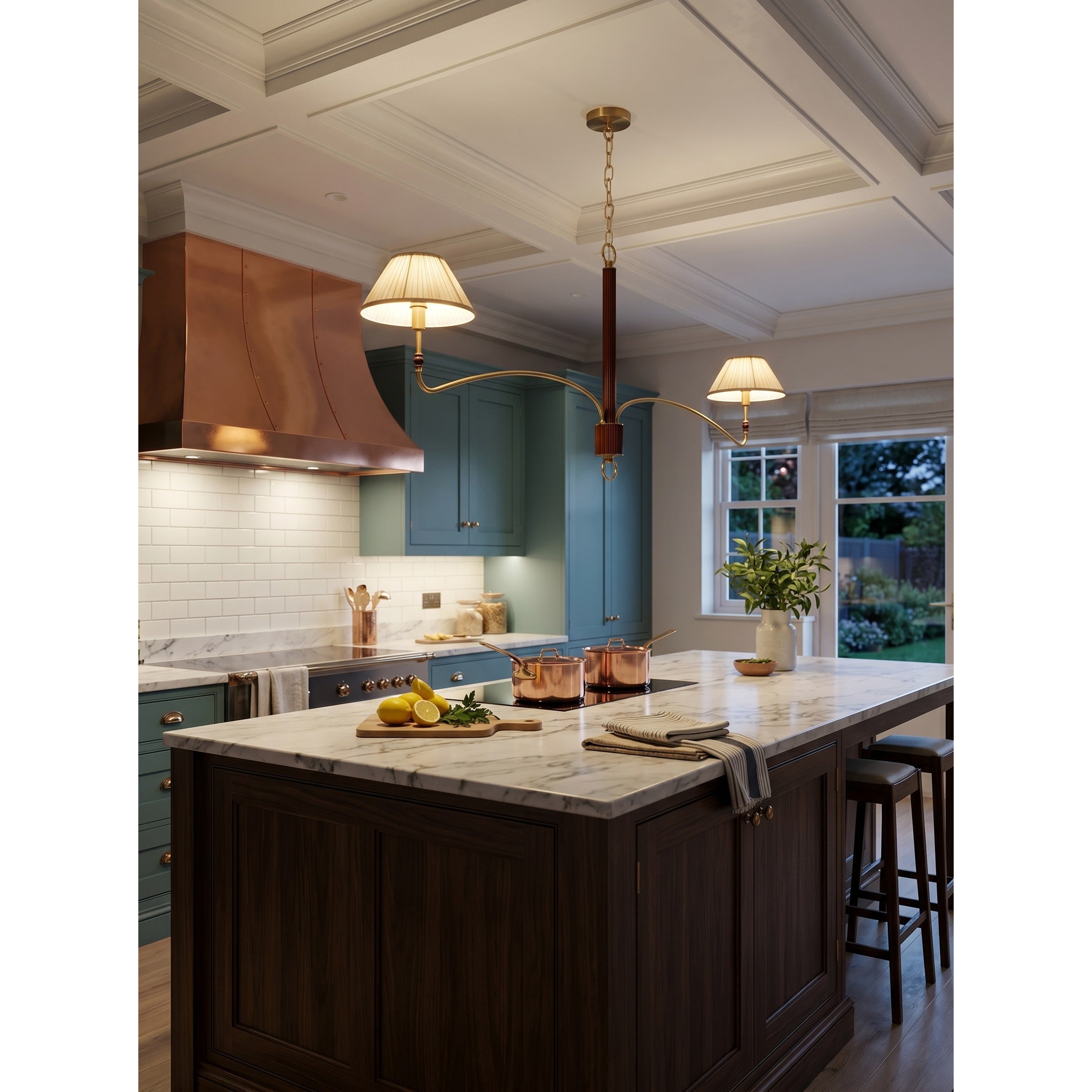 Pleated Empire Shade Brass Chandelier