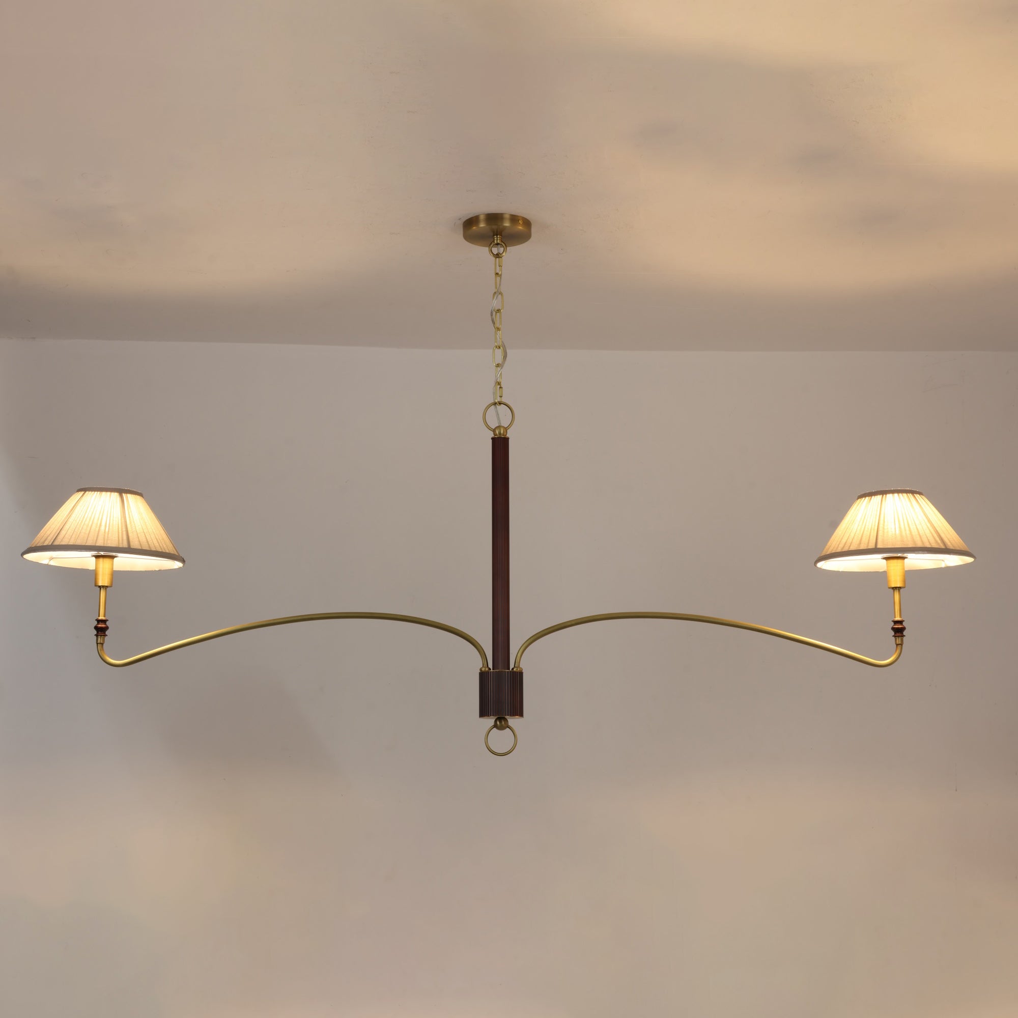 Pleated Empire Shade Brass Chandelier