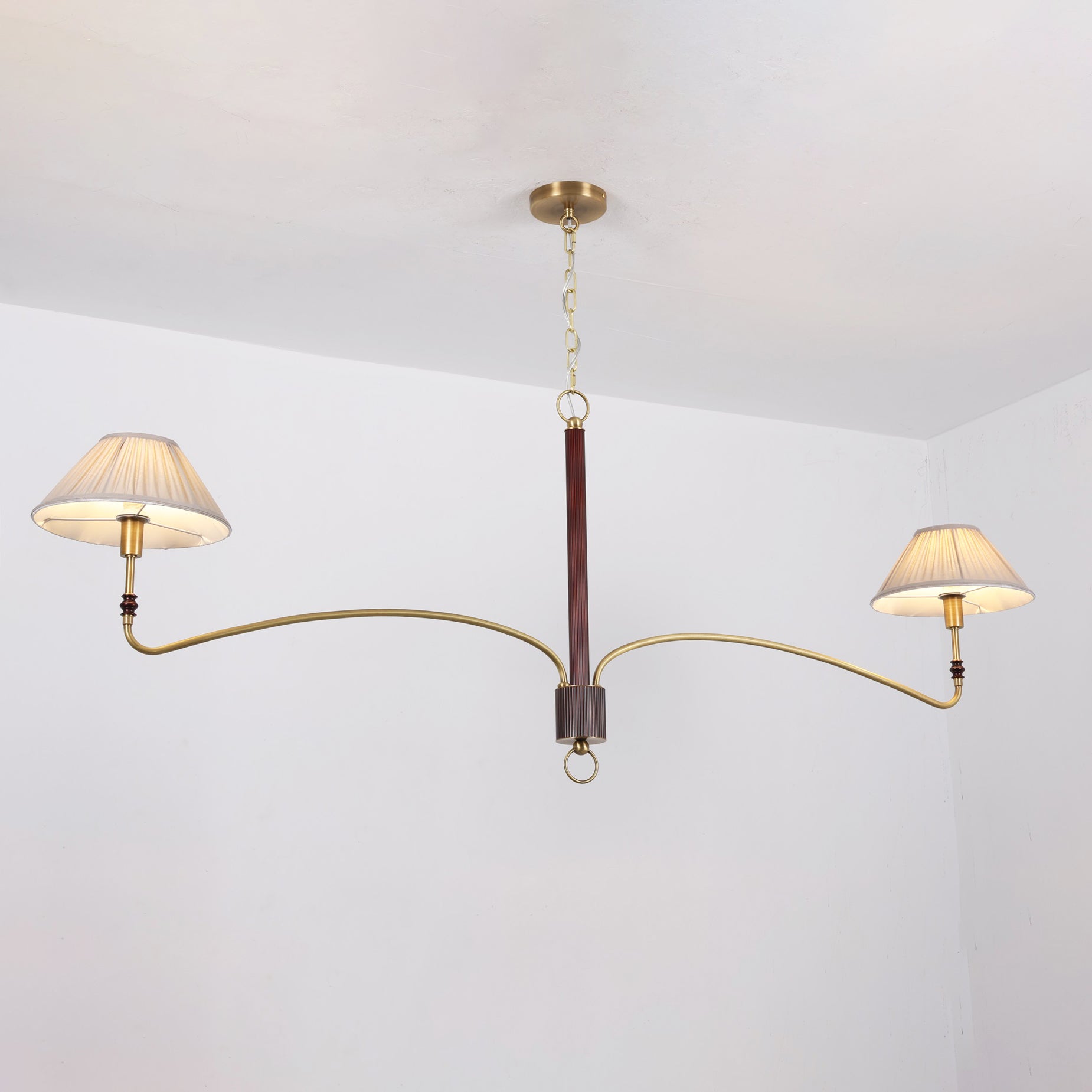 Pleated Empire Shade Brass Chandelier