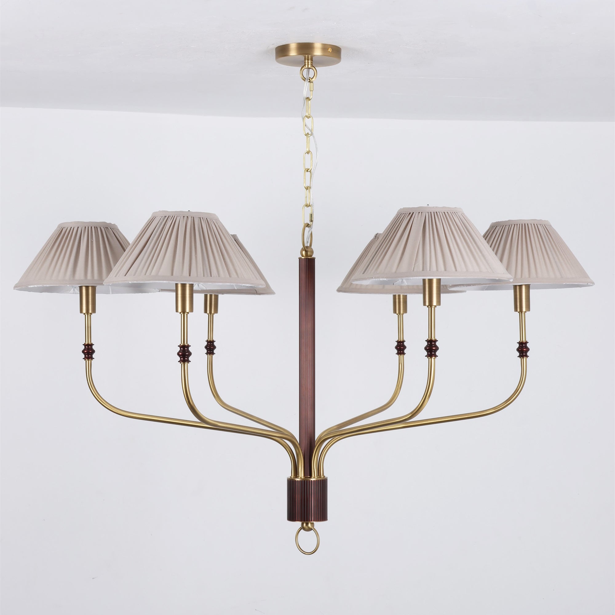 Pleated Empire Shade Brass Chandelier