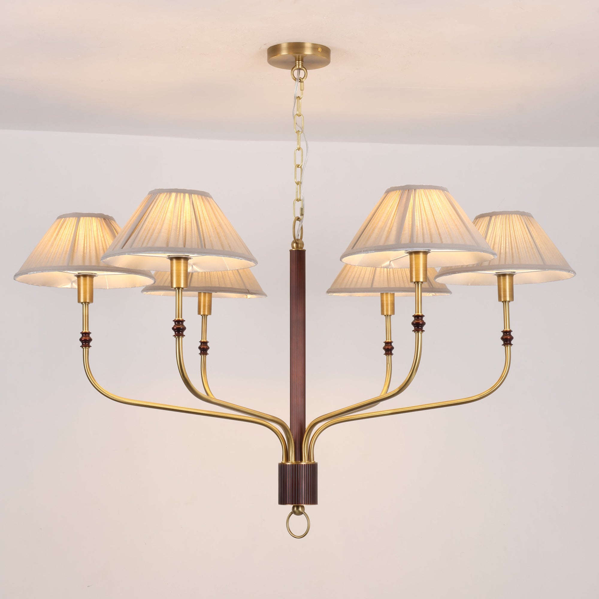 Pleated Empire Shade Brass Chandelier
