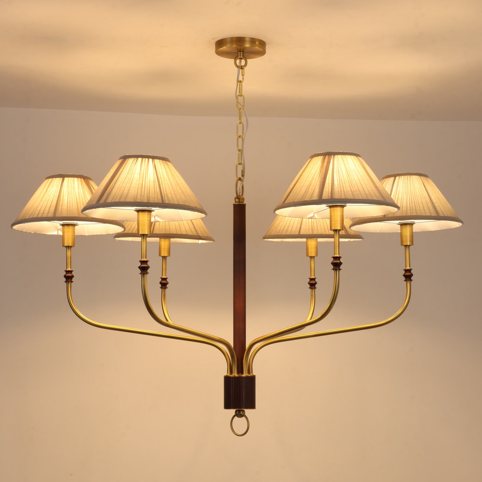 Pleated Empire Shade Brass Chandelier