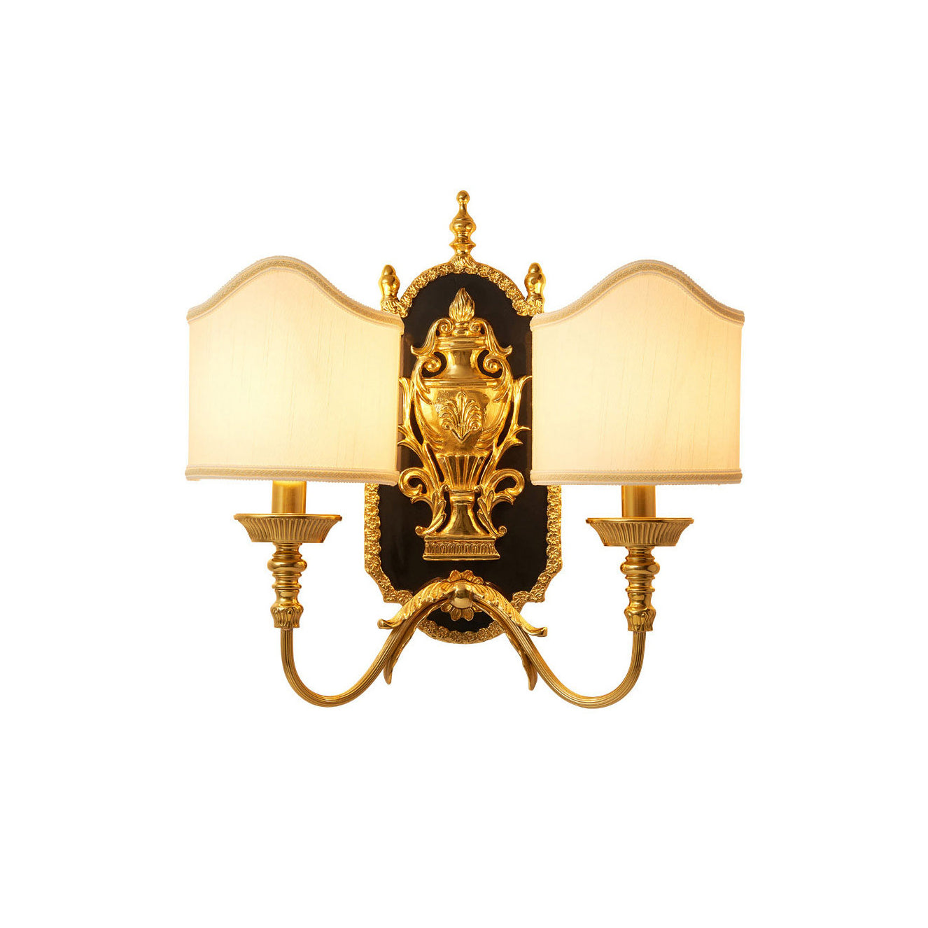 Brass Urn & Scalloped Shade Sconce