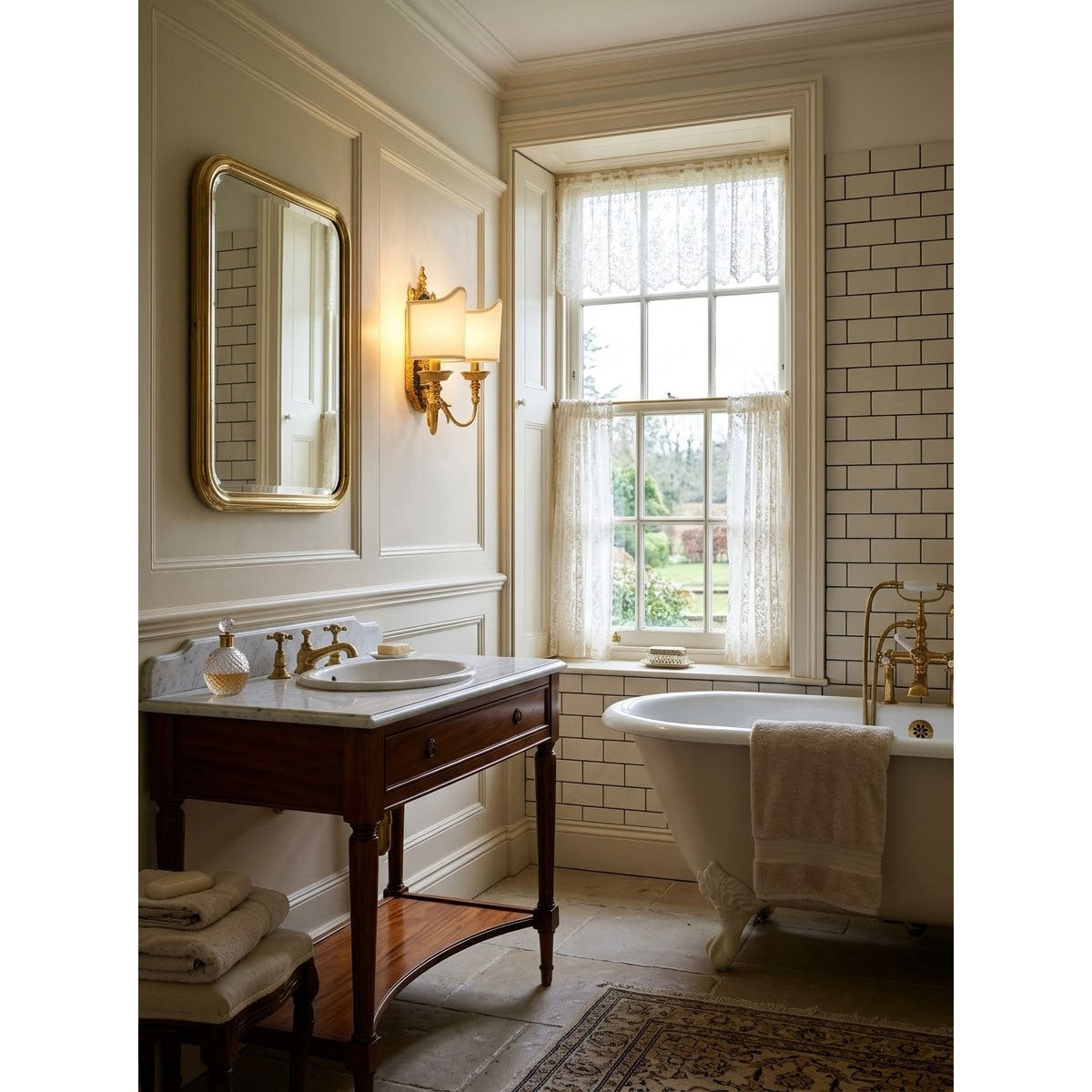 Brass Urn & Scalloped Shade Sconce