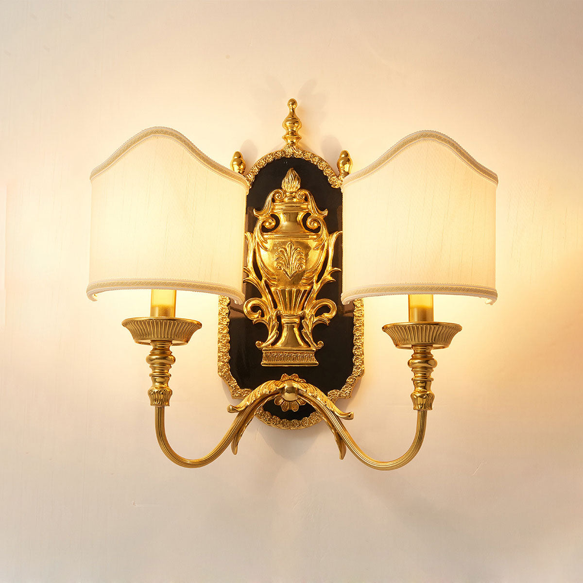 Brass Urn & Scalloped Shade Sconce