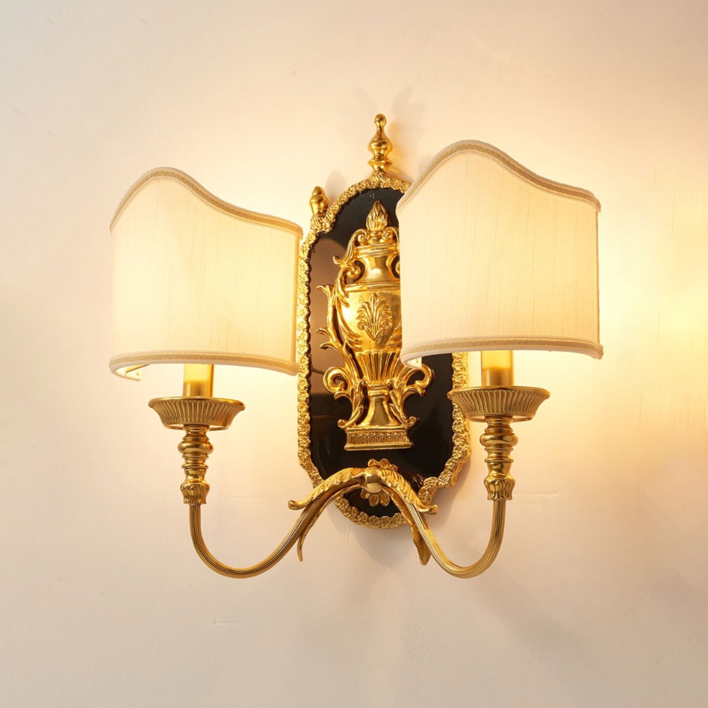 Brass Urn & Scalloped Shade Sconce