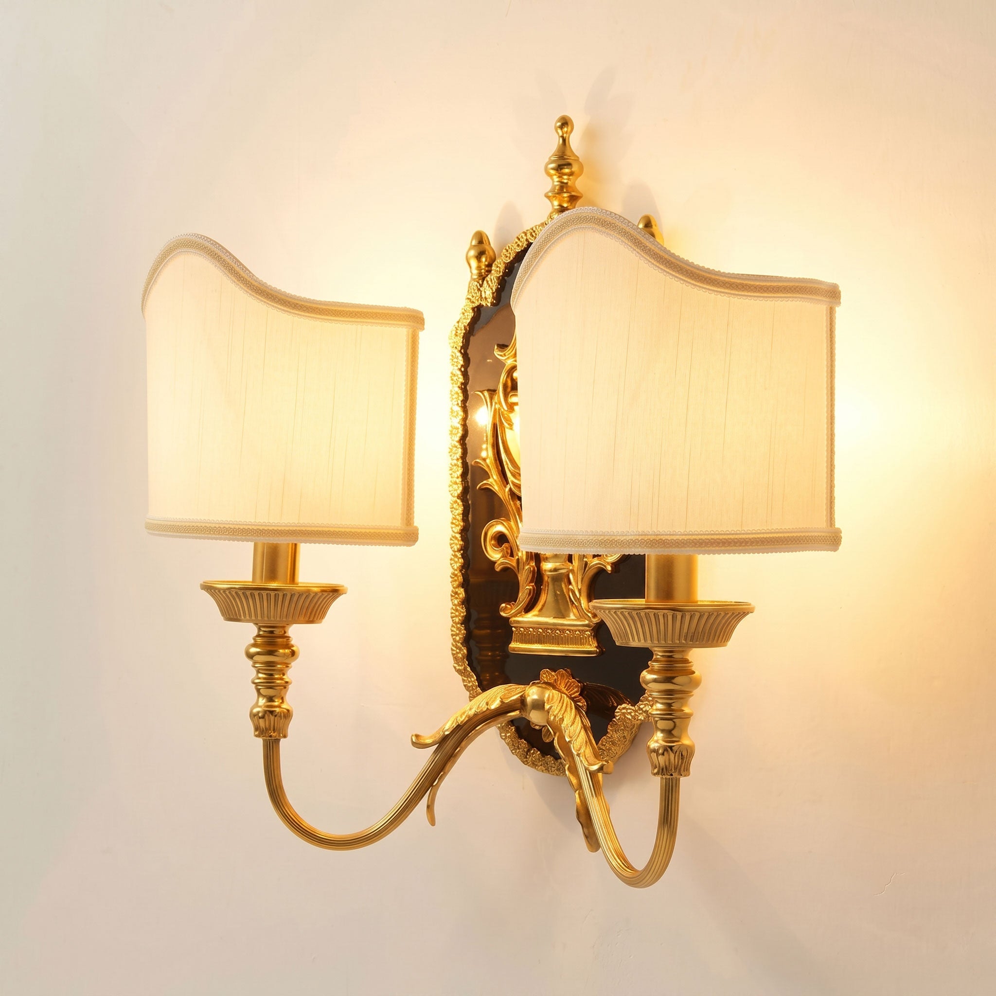 Brass Urn & Scalloped Shade Sconce