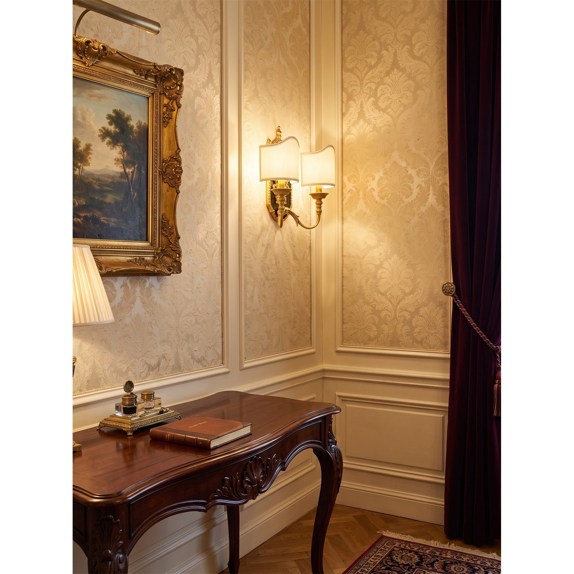Brass Urn & Scalloped Shade Sconce