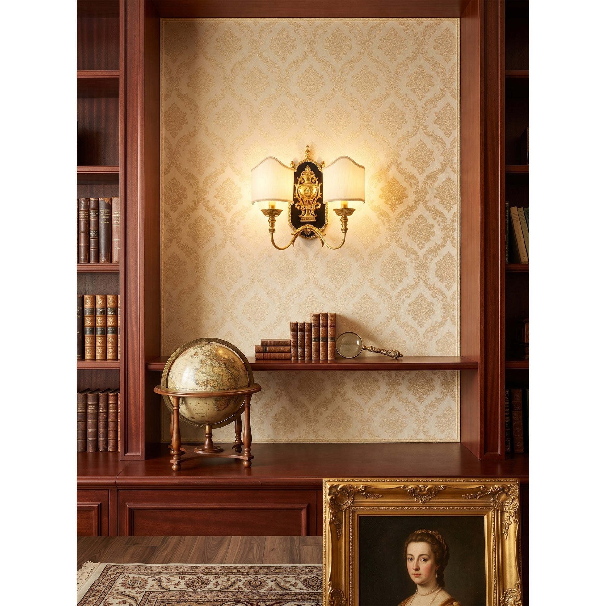 Brass Urn & Scalloped Shade Sconce