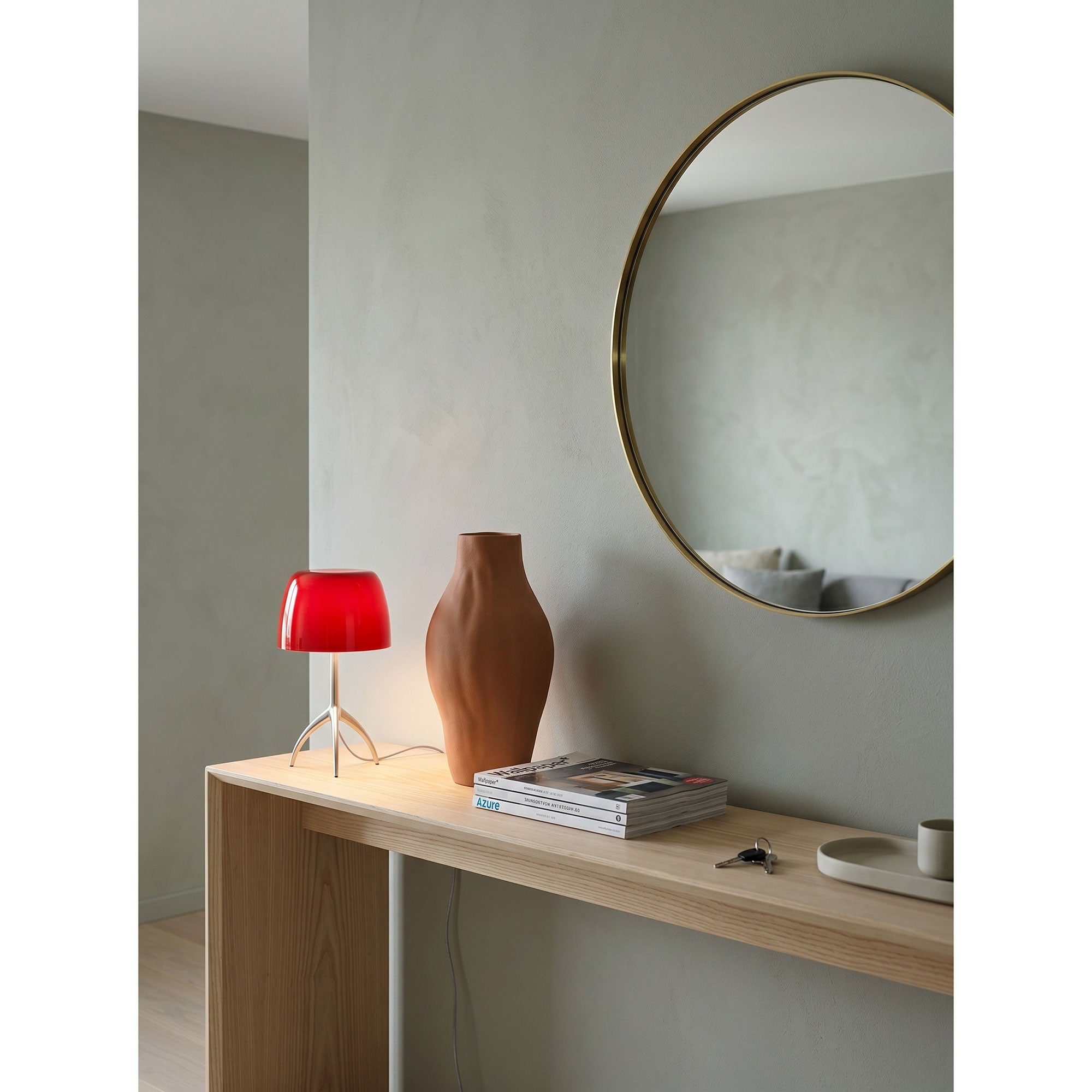 Red Blown Glass Tripod Table Lamp