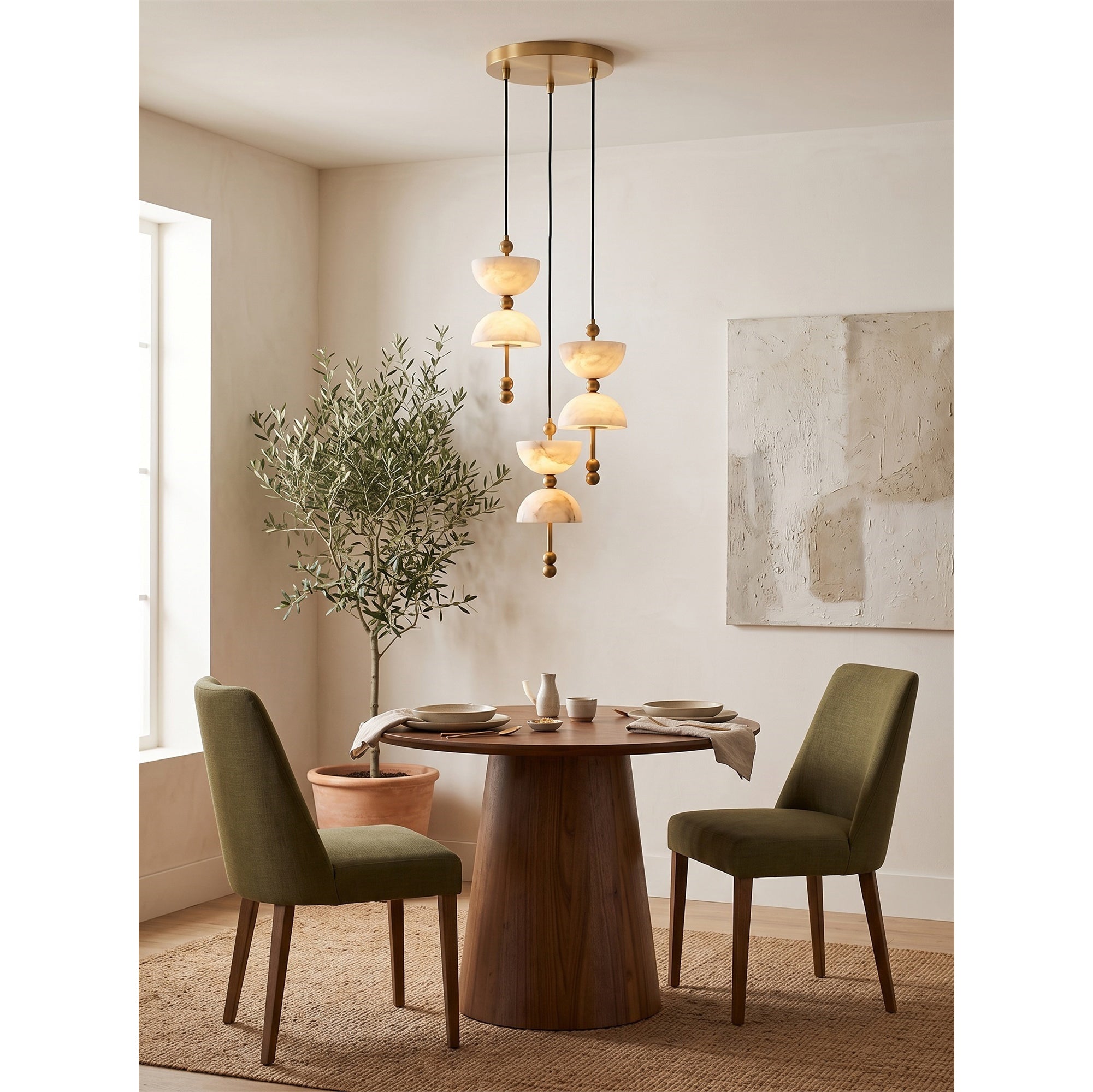 Cascading Alabaster Dome Chandelier