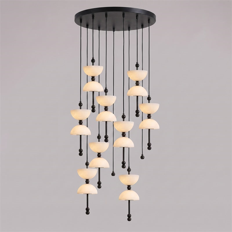 Cascading Alabaster Dome Chandelier