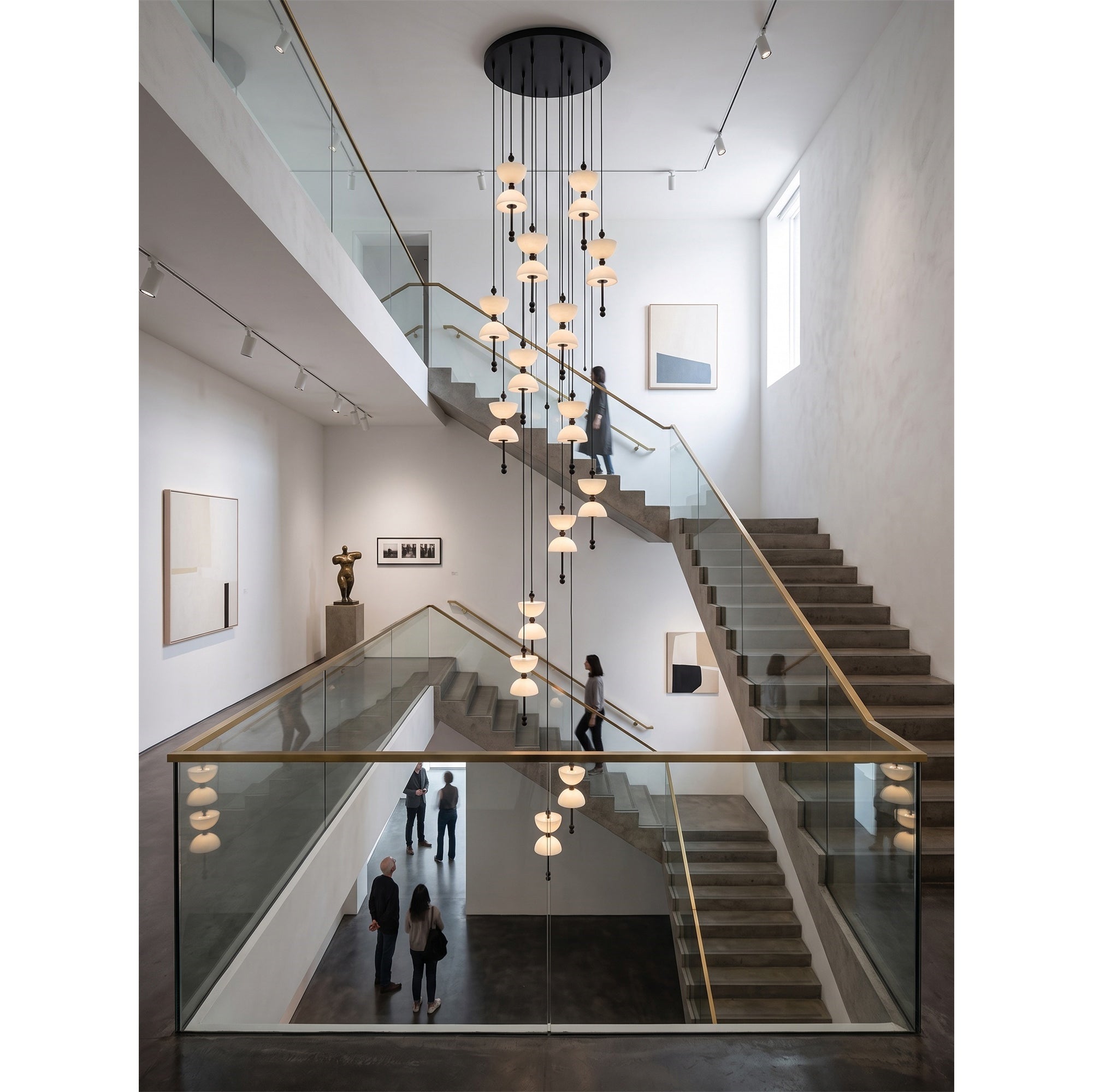 Cascading Alabaster Dome Chandelier
