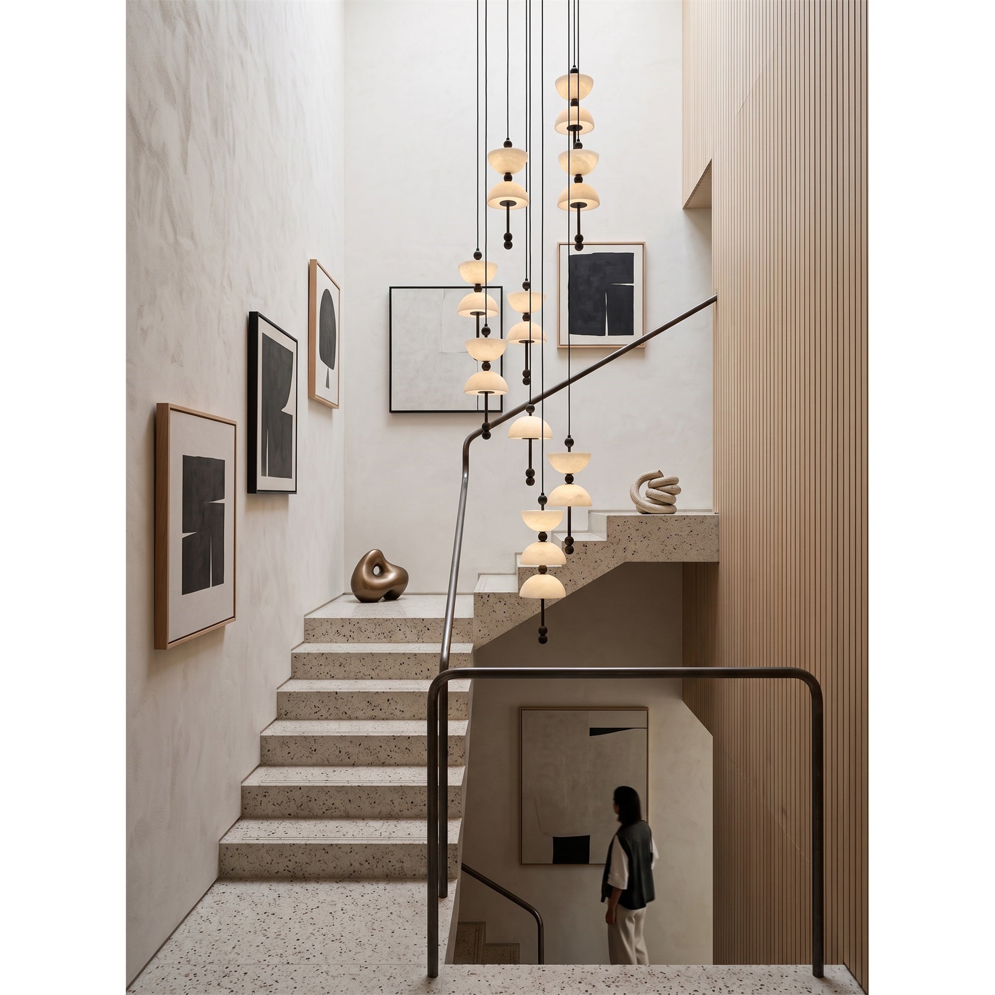 Cascading Alabaster Dome Chandelier