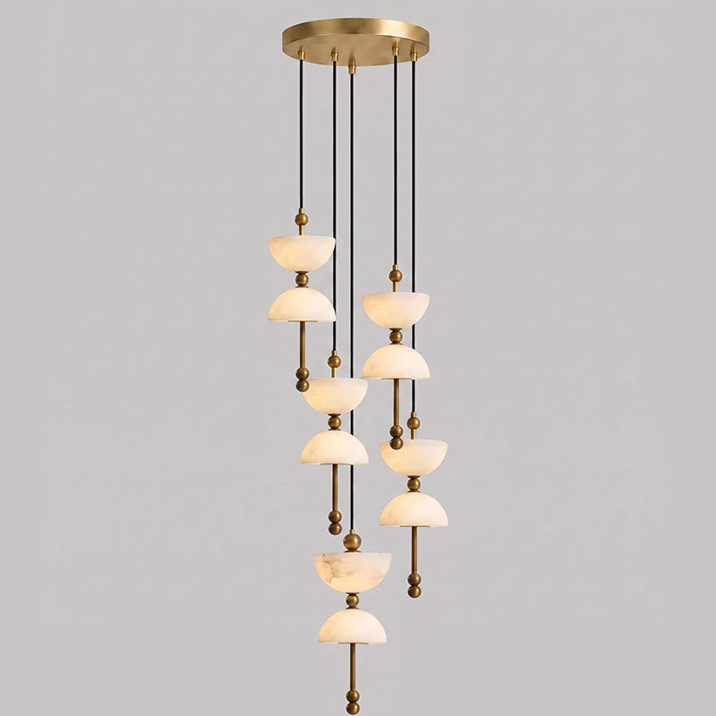 Cascading Alabaster Dome Chandelier