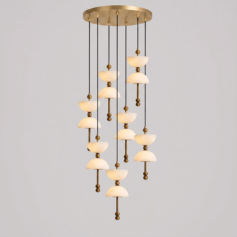 Cascading Alabaster Dome Chandelier