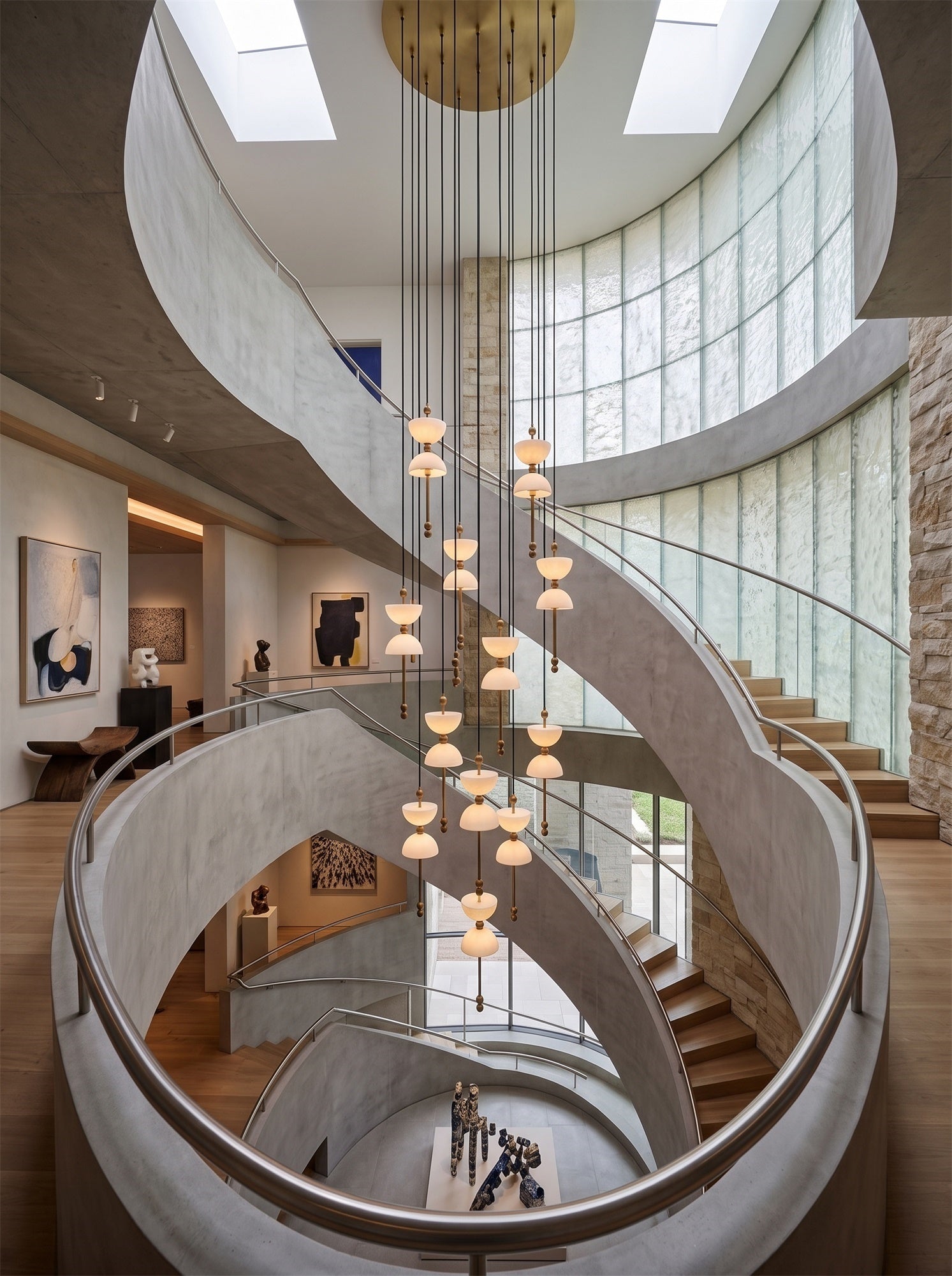 Cascading Alabaster Dome Chandelier