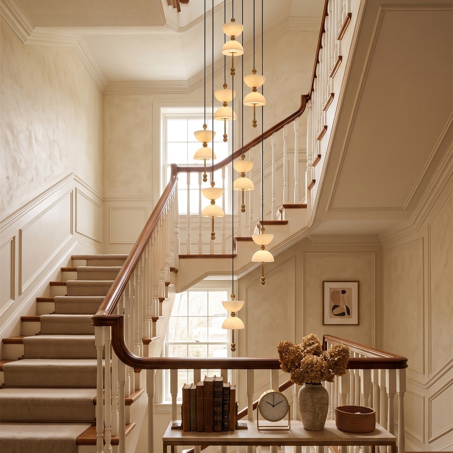 Cascading Alabaster Dome Chandelier