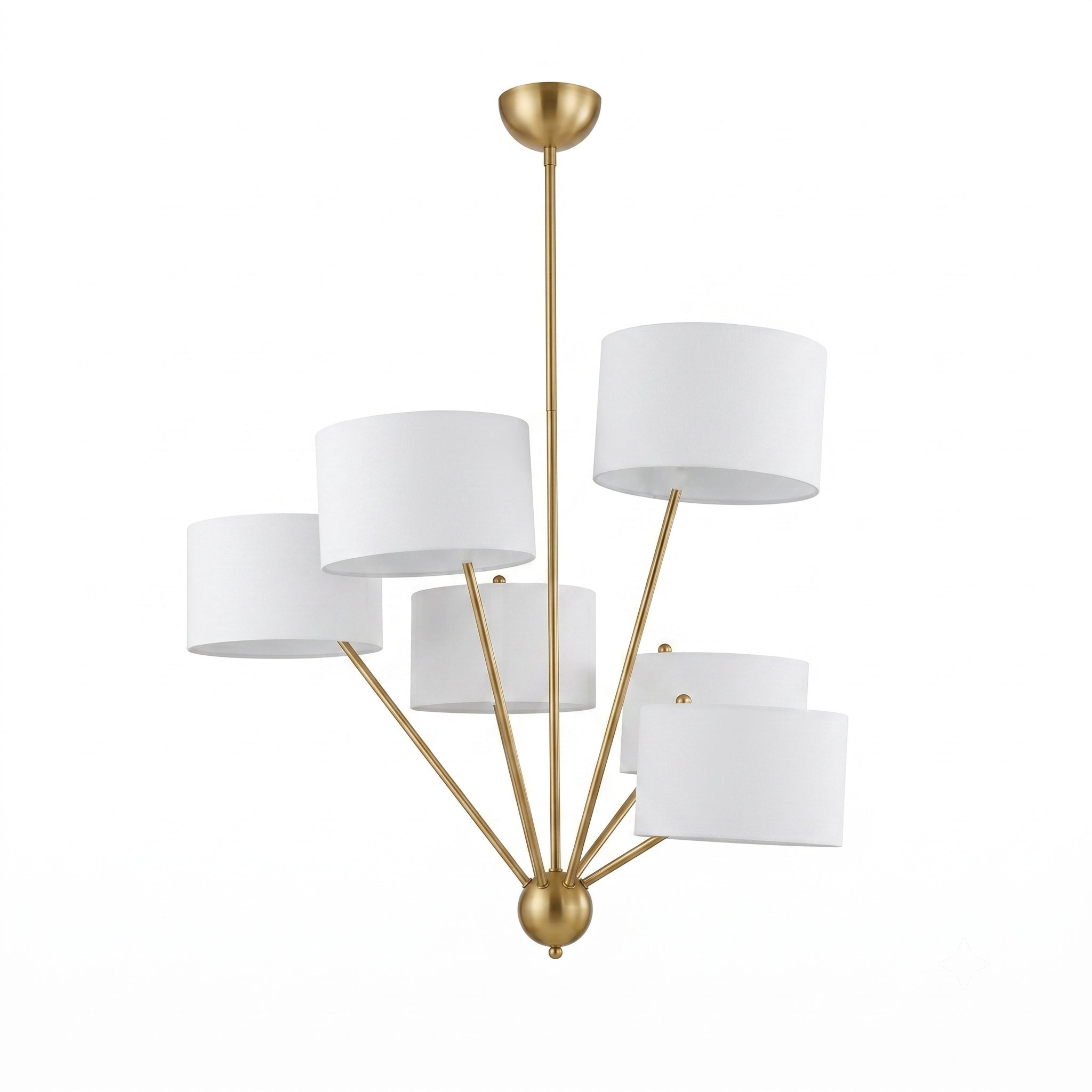 6-Light Brass Sputnik Linen Chandelier