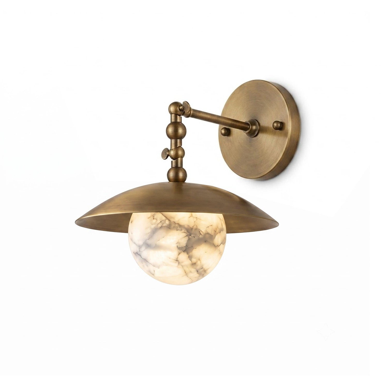 Alabaster Orb & Brass Dome Wall Sconce