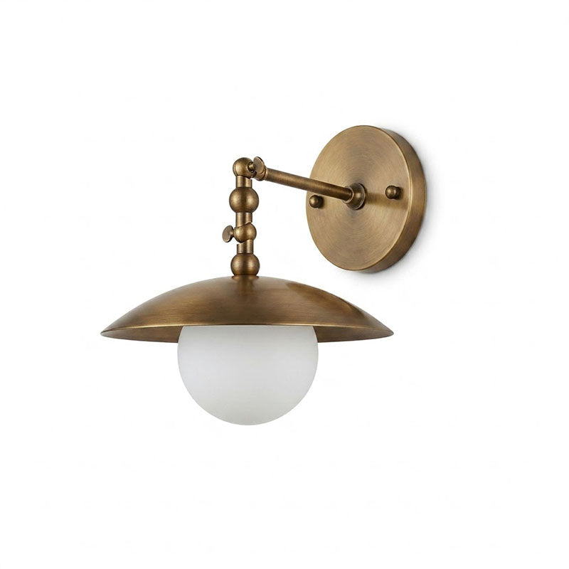 Alabaster Orb & Brass Dome Wall Sconce