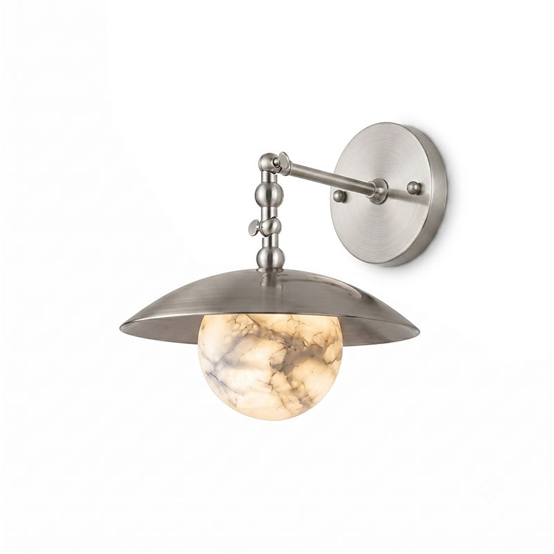 Alabaster Orb & Brass Dome Wall Sconce