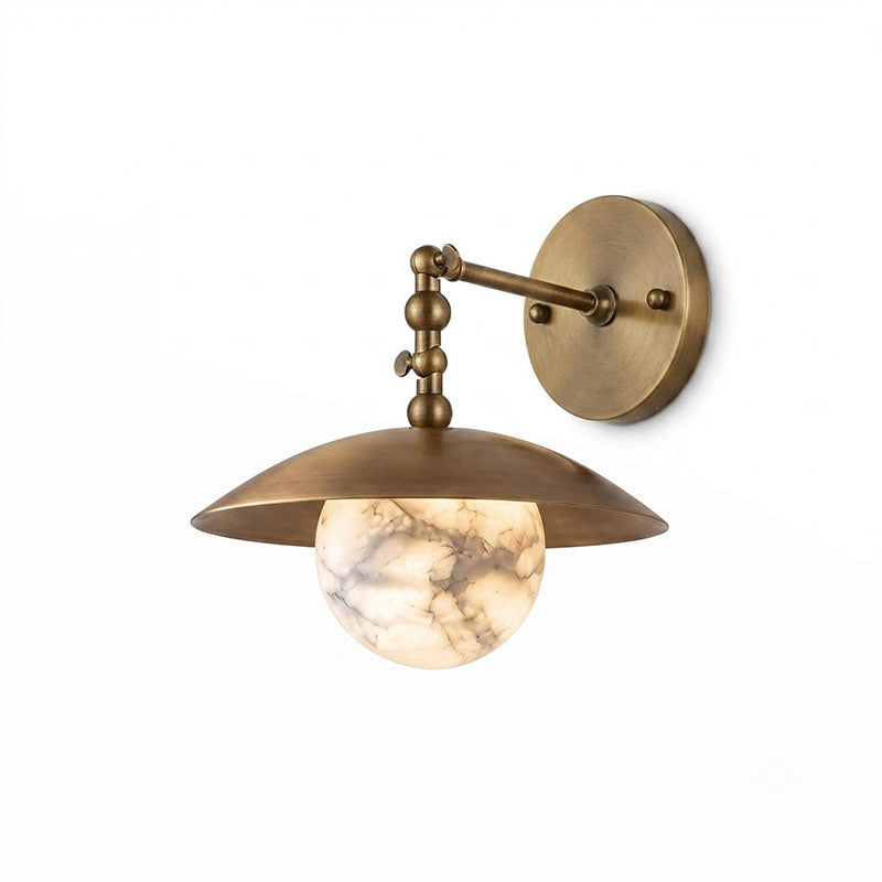 Alabaster Orb & Brass Dome Wall Sconce
