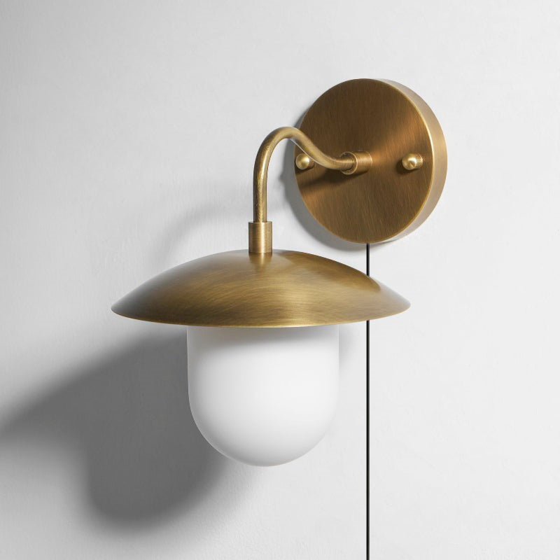 Twin Dome Plug-in Brass Wall Sconce