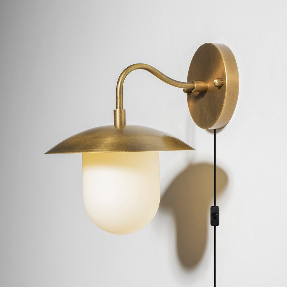 Twin Dome Plug-in Brass Wall Sconce