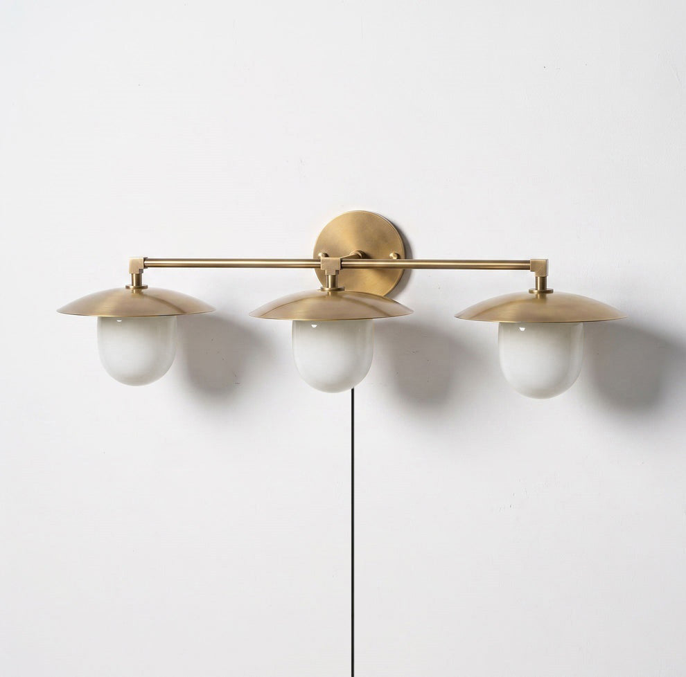Twin Dome Plug-in Brass Wall Sconce