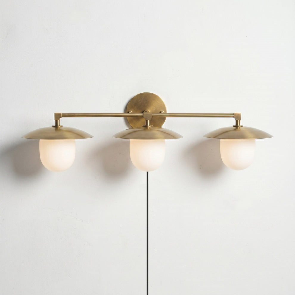 Twin Dome Plug-in Brass Wall Sconce