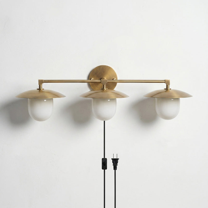 Twin Dome Plug-in Brass Wall Sconce