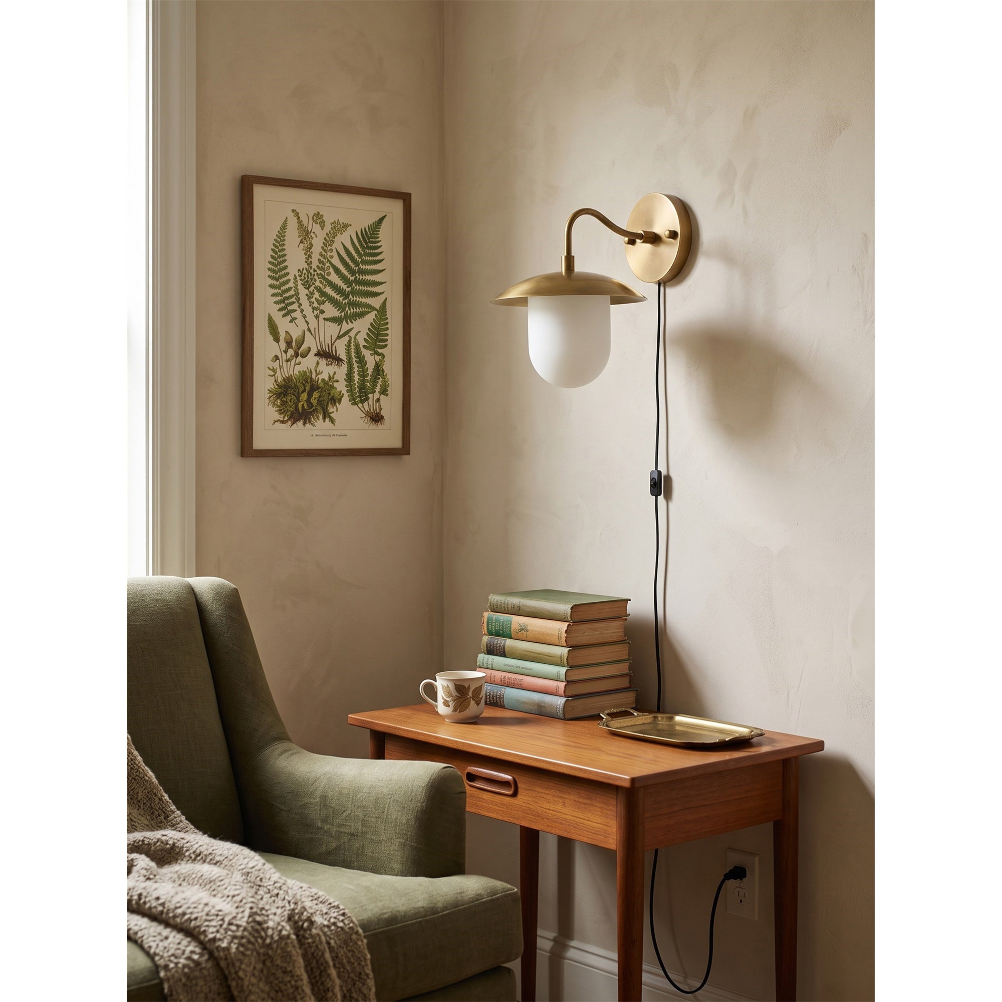 Twin Dome Plug-in Brass Wall Sconce