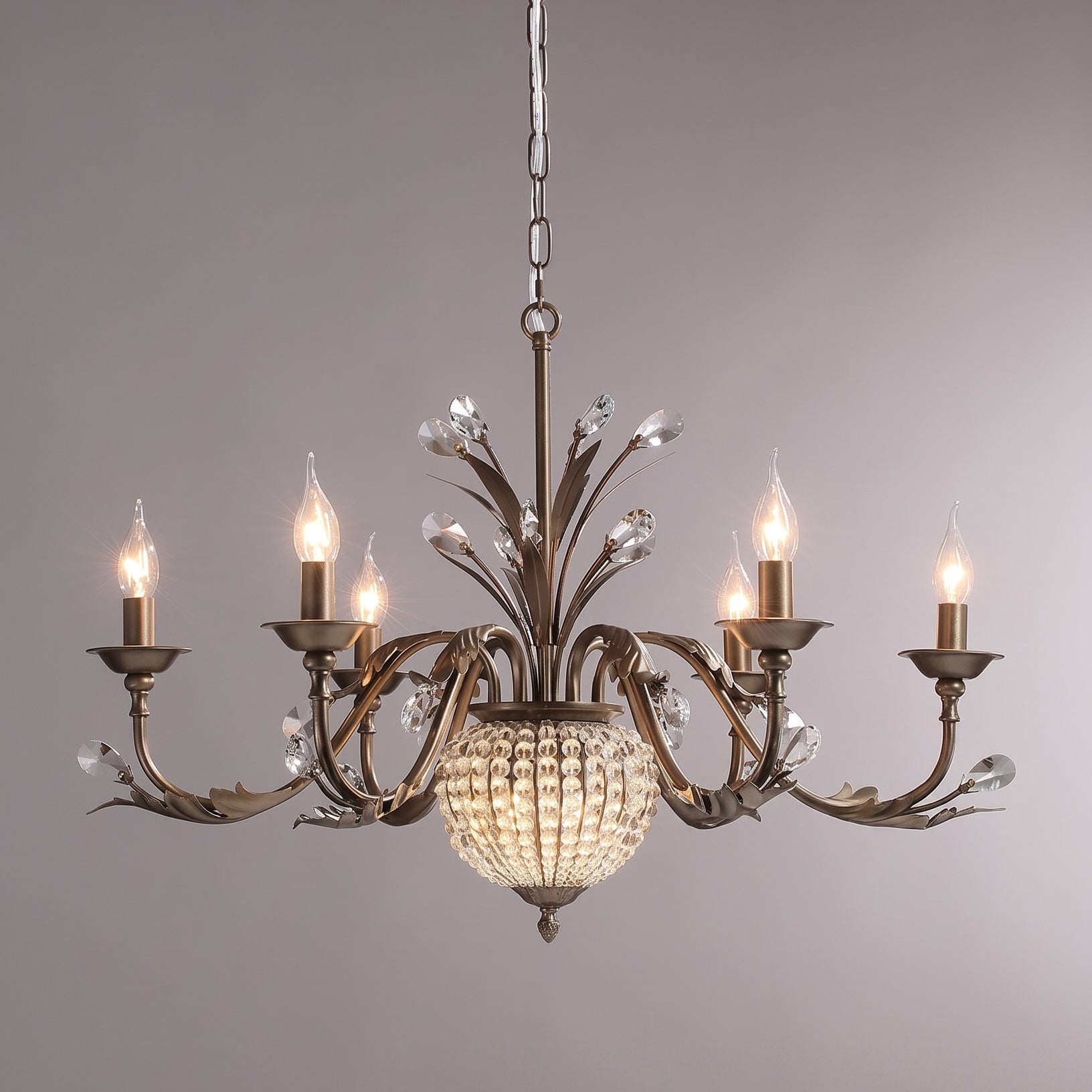 Coffee Gold Teardrop Crystal Chandelier