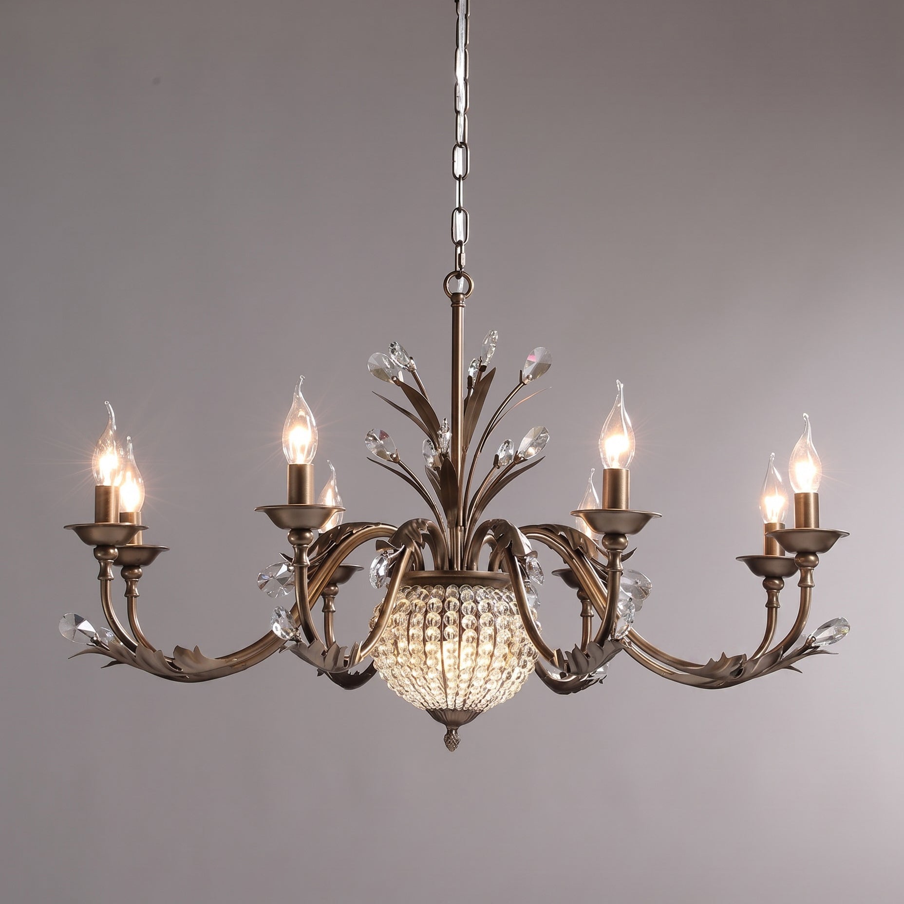 Coffee Gold Teardrop Crystal Chandelier