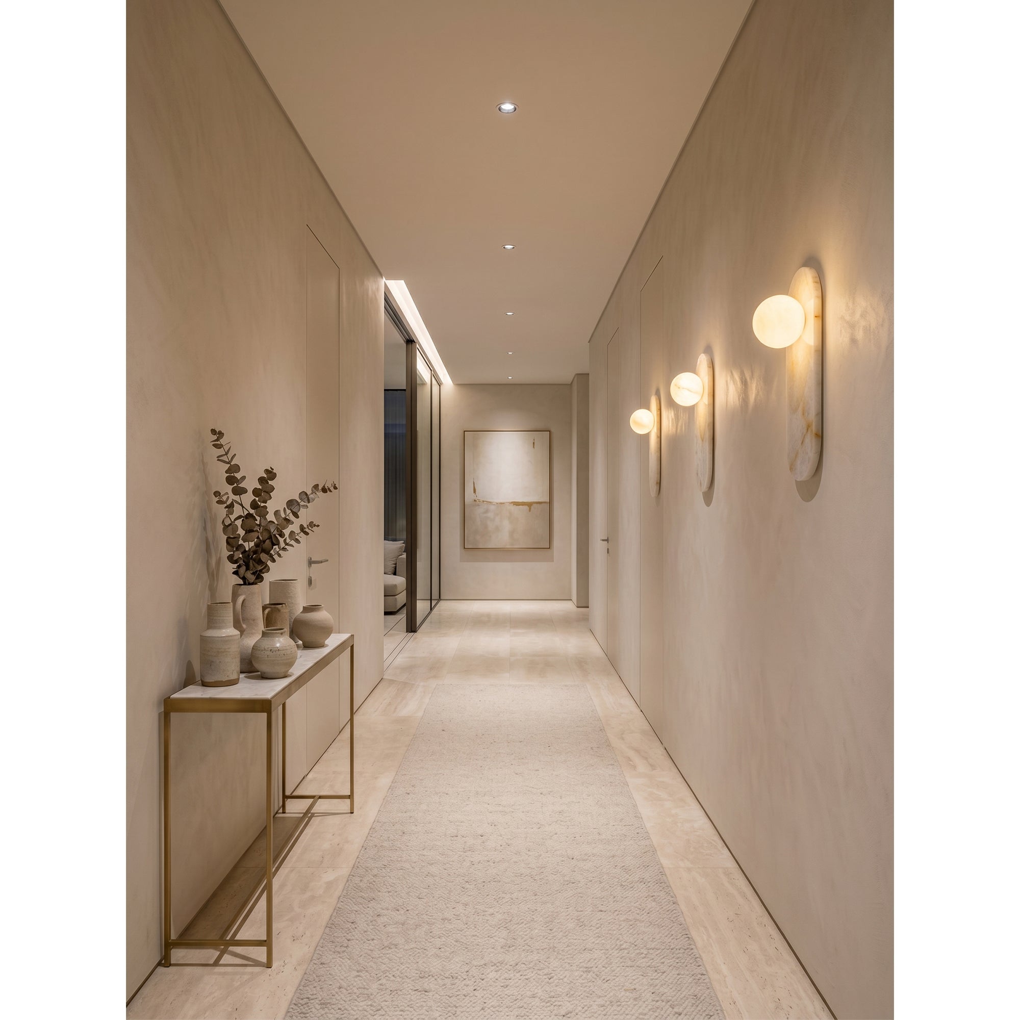 Tiered Alabaster Stone Wall Sconce