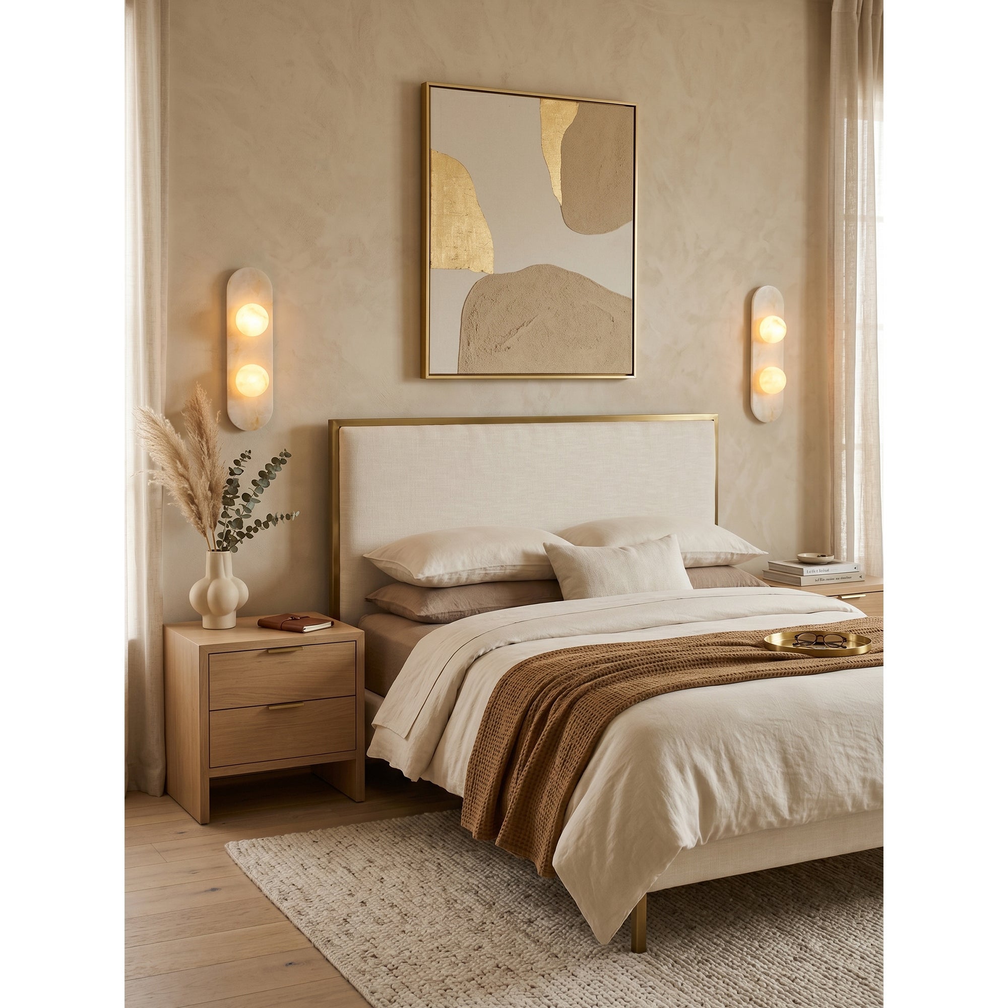 Tiered Alabaster Stone Wall Sconce