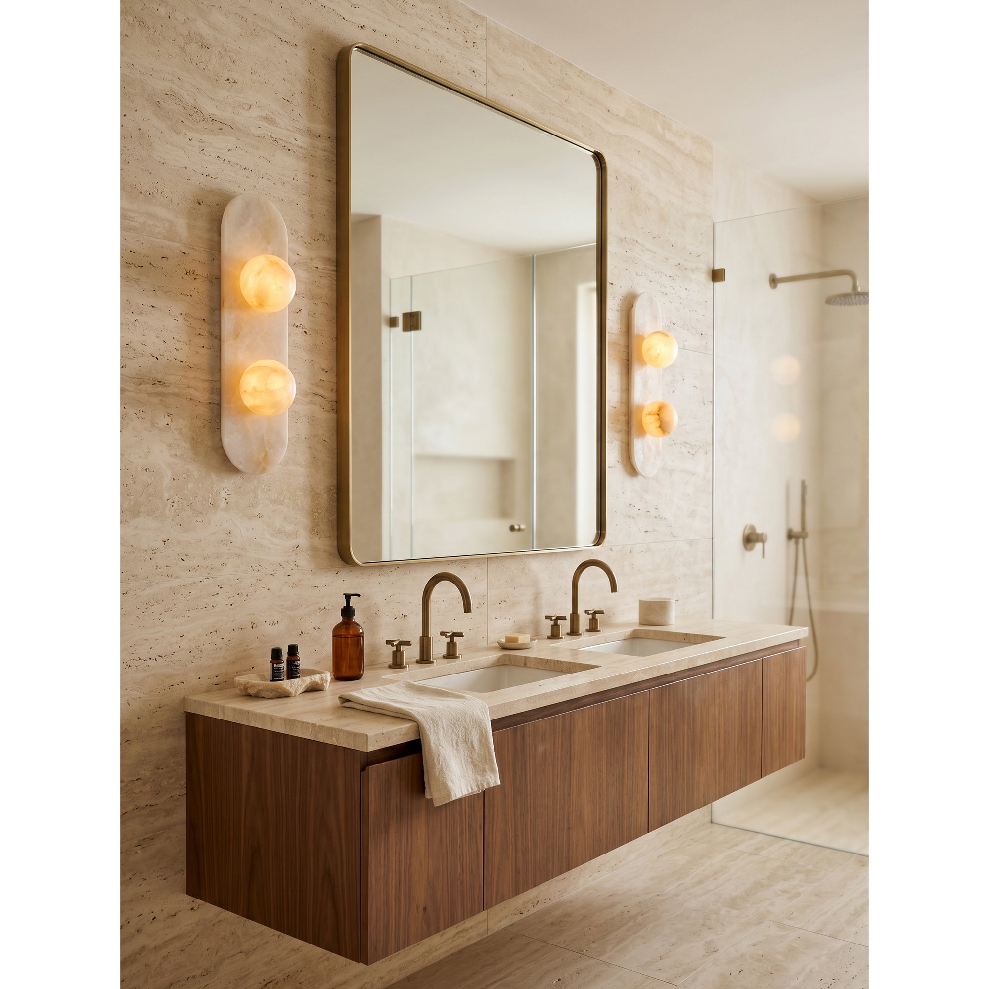 Tiered Alabaster Stone Wall Sconce